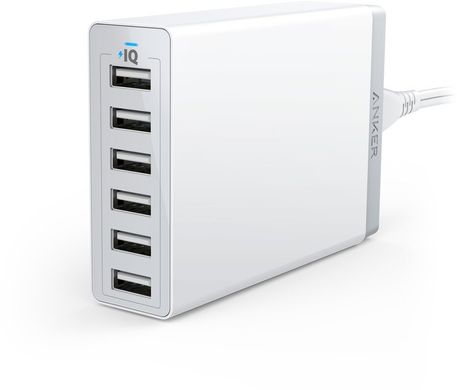 Зарядний пристрій ANKER PowerPort 6 - 60W 6-port USB Power IQ V3 (White) 6502980 фото