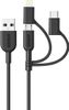 кабель ANKER Powerline II 3-in-1 charging cable - 0.9м V3 (Черный) 6490197 фото