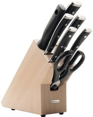 Набір ножів з кухонними ножицями та мусатом Wuesthof Classic Ikon 8 предметів Чорний (1090370701) 1090370701 фото
