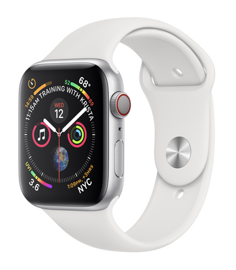 Apple Watch Series 4 GPS + LTE 44mm Silver Aluminum Case with White Sport Band MTUU2 624857 фото