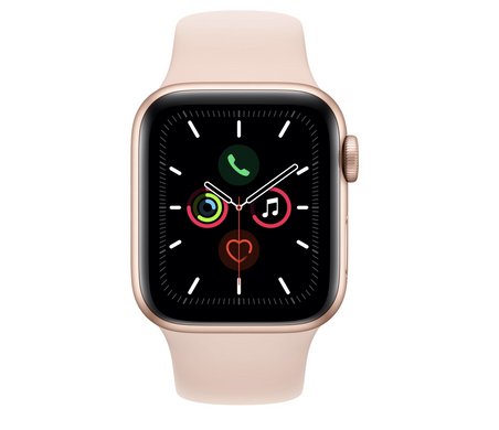 Apple Watch Series 5 44mm Gold Aluminum Case with Pink Sand Sport Band MWVE2GK/A 2019544 фото