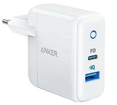 Сетевое зарядное устройство ANKER PowerPort 2 – 30W 1xPD & 1xPower IQ2.0 (White)