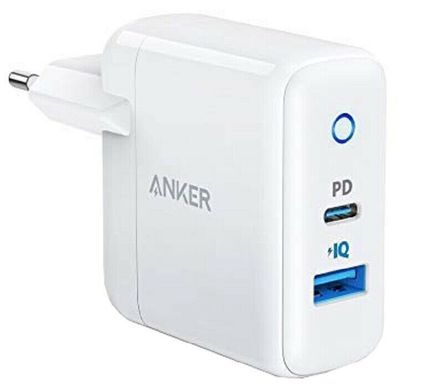 Зарядний пристрій ANKER PowerPort 2 – 30W 1xPD & 1xPower IQ2.0 (White) 6470012 фото