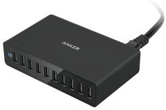 Сетевое зарядное устройство ANKER PowerPort 10 - 60W 10-port USB PowerIQ (Black)