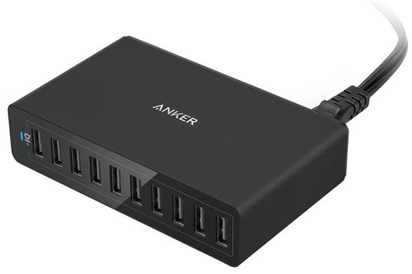 Зарядний пристрій ANKER PowerPort 10 - 60W 10-port USB PowerIQ (Black) 6470013 фото