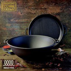 Казан 12л, &Oslash;40см,вага 13,9кг. з чавунною кришкою-сковородою гриль (V12СРGrWok) V12СРGrWok фото