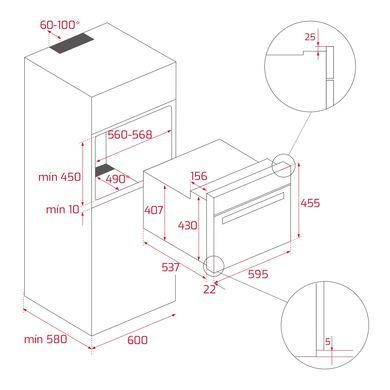 ДУХОВА ШАФА TEKA HLC 8400 BK ЧОРНЕ СКЛО, БЕЗ РАМКИ 111130003 HLC 8400 BK фото