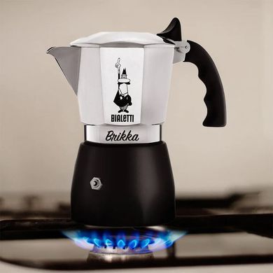 Гейзерна кавоварка Bialetti Brikka на 4 чашки 150 мл Срібляста (0007328) 0007328 фото