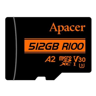 Карта пам'яті Apacer microSDXC UHS-I U3 512GB V30 A2 адаптер +SD (AP512GMCSX10U8-R) AP512GMCSX10U8-R фото