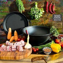 Казан 15л, &Oslash;40см,вага 14,5кг з чавунною кришкою-сковородою гриль (V15СРGr) V15СРGr фото