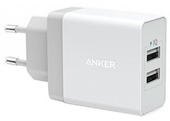 Сетевая зарядка ANKER PowerPort 2 - 24W 2xUSB PIQ + MicroUSB V3 (White)
