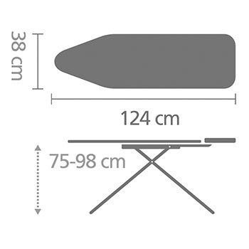 Доска гладильная Brabantia Ironing Tables B 124x38 см с подставкой для парогенератора 108860 фото
