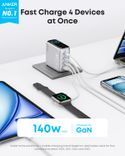 мережева зарядка ANKER Laptop GaN Charger 140W, 3xUSB-C PD3.1 & 1xUSB-A w Display and Cable (Silver) B2697G41 фото 2