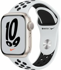 Apple Watch Nike Series 7 GPS 41mm starlight Aluminium Case with Pure Platinum/Black Nike Sport Band (MKN33UL/A)