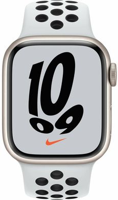 Apple Watch Nike Series 7 GPS 41mm starlight Aluminium Case with Pure Platinum/Black Nike Sport Band (MKN33UL/A) MKN33UL/A фото