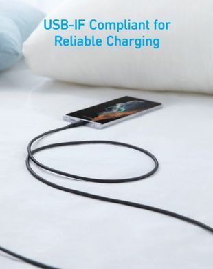 кабель ANKER 322 USB-A to USB-C - 0.9m Nylon (Чорний) A81H5G11 фото