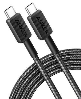 кабель ANKER 322 USB-C to USB-C - 1.8m Nylon (Чорний) A81F6G11 фото
