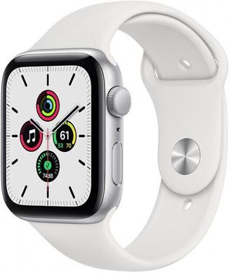 Apple Watch SE 44mm Silver Aluminum Case with White Sport Band MYDQ2