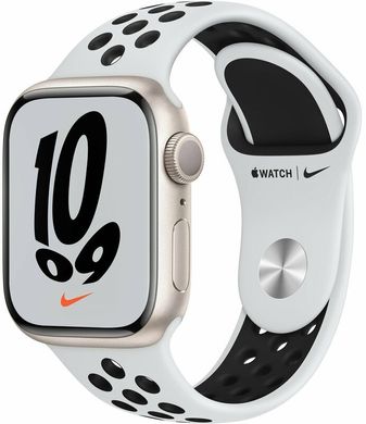 Apple Watch Nike Series 7 GPS 45mm starlight Aluminium Case with Pure Platinum/Black Nike Sport Band (MKNA3UL/A) MKNA3UL/A фото