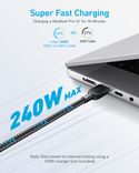 кабель ANKER 310 USB-C to USB-C - 0.9m 240W Nylon (Чорний) A81D5H11 фото 2