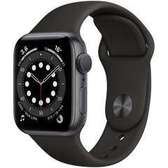 Apple Watch Series 6 40mm Space Gray Aluminum Case with Black Sport Band MG133