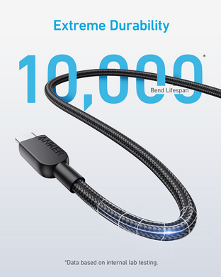 кабель ANKER 310 USB-C to USB-C - 0.9m 240W Nylon (Чорний) A81D5H11 фото