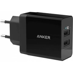 Сетевое зарядное устройство ANKER PowerPort 2 - 24W 2-port USB Power IQ V3 (Black)