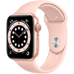 Apple Watch Series 6 44mm Gold Aluminum Case with Pink Sand Sport Band M00E3