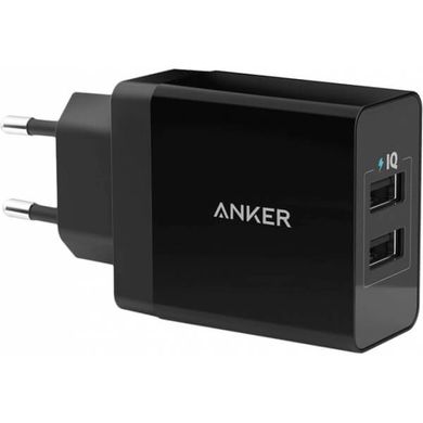 Зарядний пристрій ANKER PowerPort 2 - 24W 2-port USB Power IQ V3 (Black) 6368829 фото