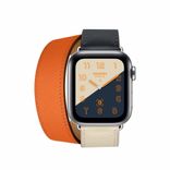 Apple Watch Hermès Stainless Steel Case with Indigo/Craie/Orange Swift Leather Double Tour (MU7K2) 162530 фото 2