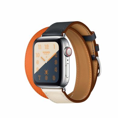Apple Watch Hermès Stainless Steel Case with Indigo/Craie/Orange Swift Leather Double Tour (MU7K2) 162530 фото