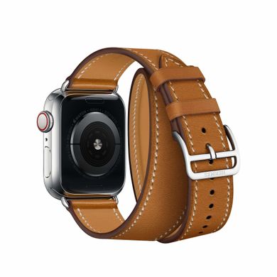 Apple Watch Hermès Stainless Steel Case with Fauve Barenia Leather Double Tour (MU6P2) 162537 фото