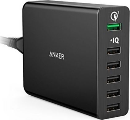 Сетевое зарядное устройство ANKER PowerPort 6 - 60W 1xQC3.0 & 5xUSB PowerIQ Black 6301567 фото